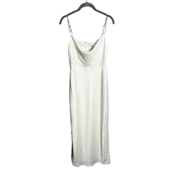 NWT Sachin + Babi Pema Dress Size 2 White Pearl Slip Midi Cowl Neck - Picture 3 of 8